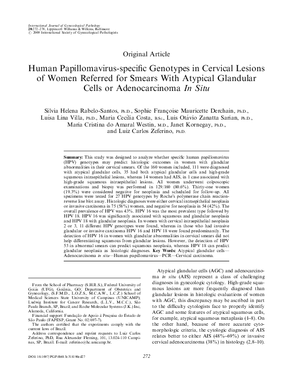(PDF) Human Papillomavirus-specific Genotypes in Cervical Lesions of ...