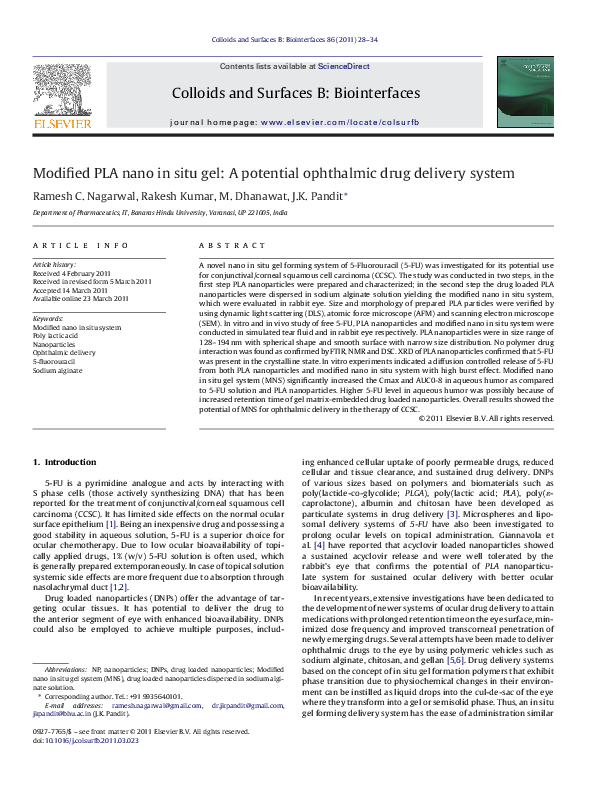 (PDF) Modified PLA nano in situ gel: A potential ophthalmic drug ...