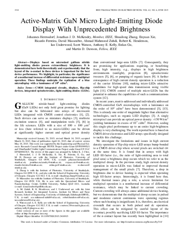 (PDF) Active-Matrix GaN Micro Light-Emitting Diode Display With ...