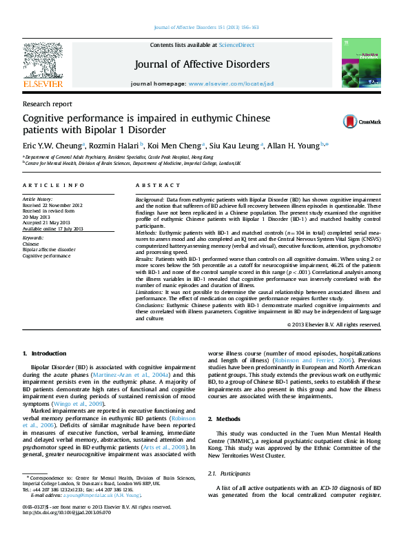 (PDF) Cognitive performance is impaired in euthymic Chinese patients ...