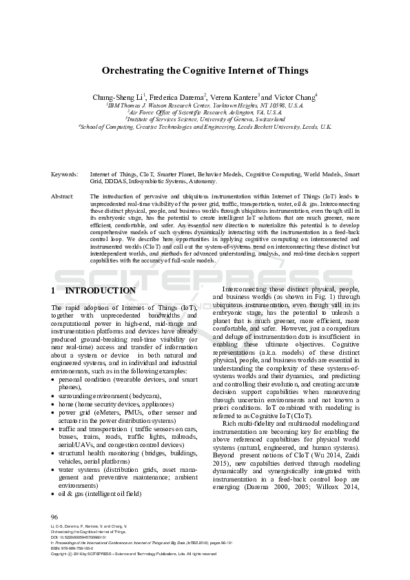 (PDF) Orchestrating the Cognitive Internet of Things