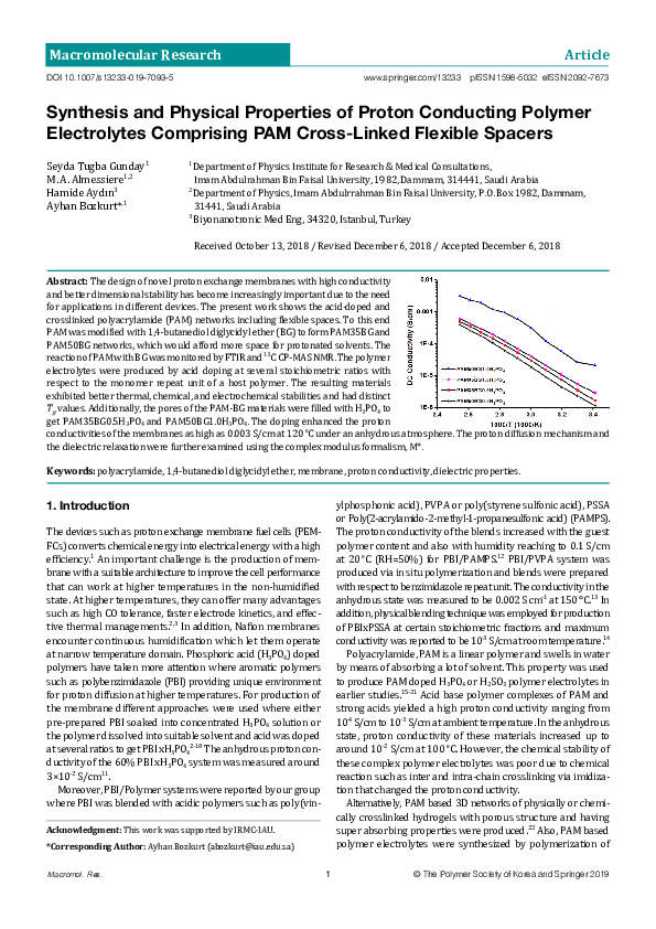 (PDF) Synthesis and Physical Properties of Proton Conducting Polymer ...