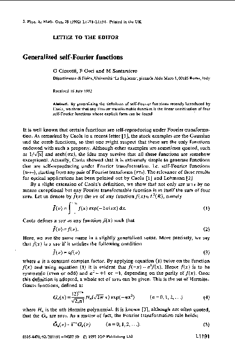 (PDF) Generalized self-Fourier functions