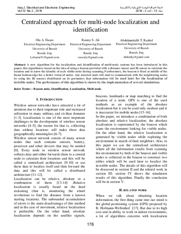 (PDF) Centralized approach for multi-node localization and identification