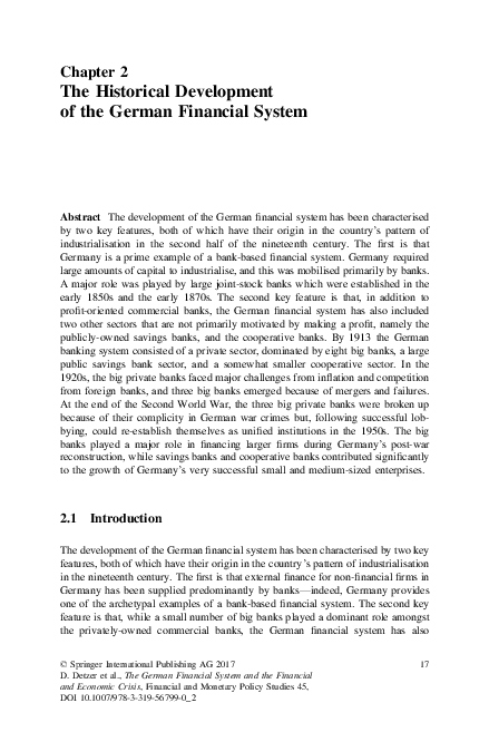 (PDF) The Historical Development of the German Financial System