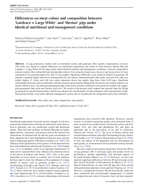 (PDF) Differences on meat colour and composition between ???Landrace ??