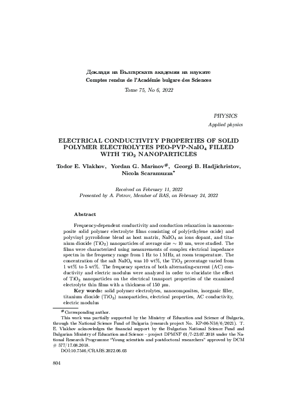 (PDF) Electrical Conductivity Properties of Solid Polymer Electrolytes ...