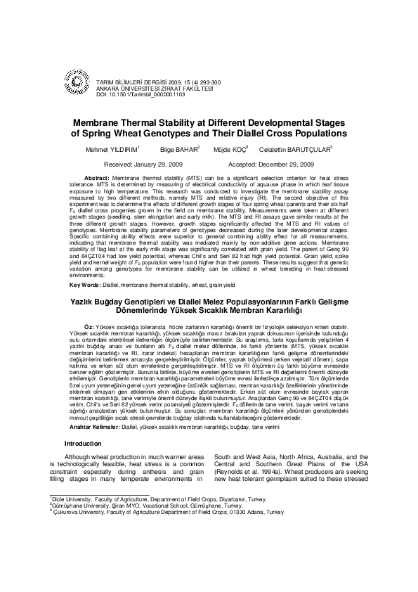 (PDF) Membrane Thermal Stability at Different Developmental Stages of ...