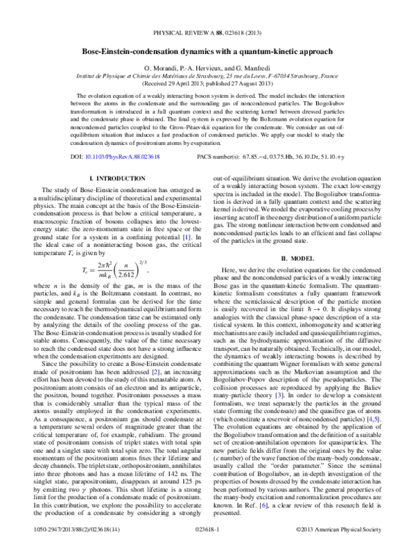 (PDF) Dynamics of Bose-Einstein Condensation in Positronium