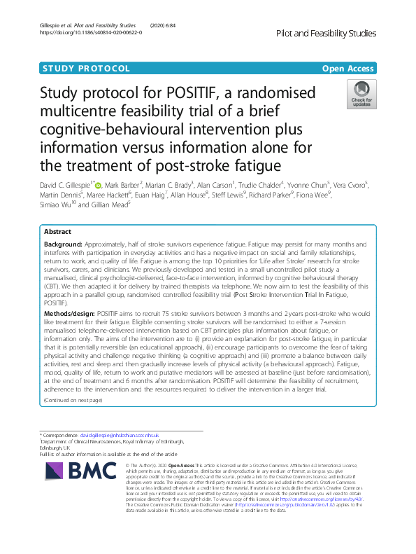 (PDF) Study protocol for POSITIF, a randomised multicentre feasibility ...