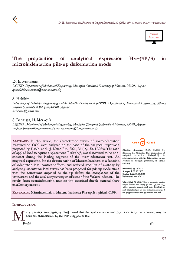(PDF) The proposition of analytical expression HM–(√P/S) in ...
