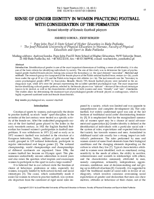 (PDF) Sense of Gender Identity in Women Practicing Football with ...