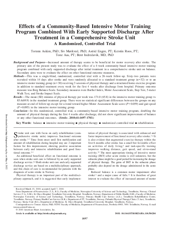 (PDF) Effects of a Community-Based Intensive Motor Training Program ...