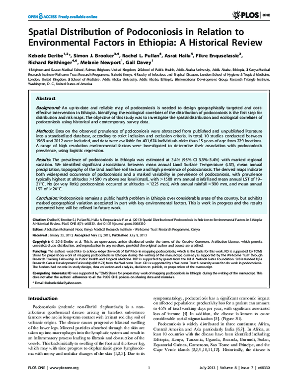 (PDF) Spatial Distribution of Podoconiosis in Relation to Environmental ...