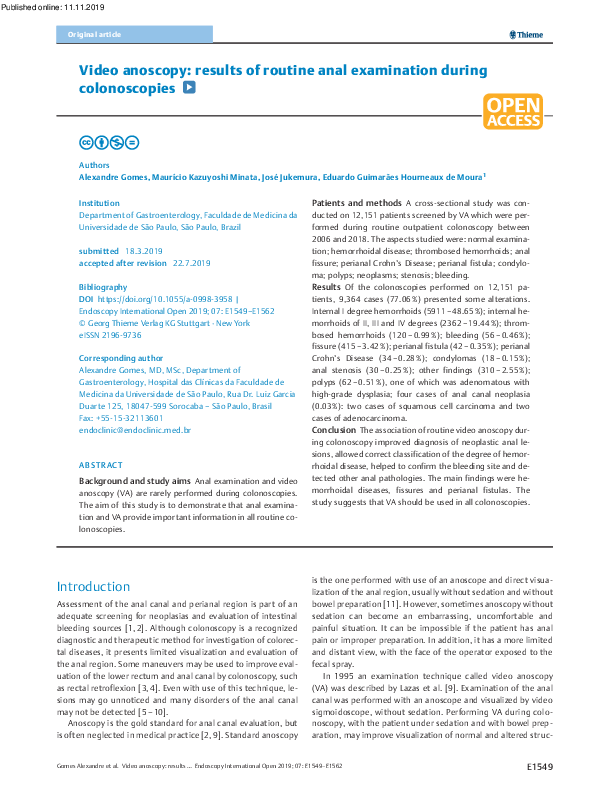 (PDF) Video anoscopy: results of routine anal examination during ...