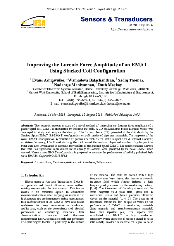 (PDF) Improving the Lorentz Force Amplitude of an EMAT Using Stacked ...