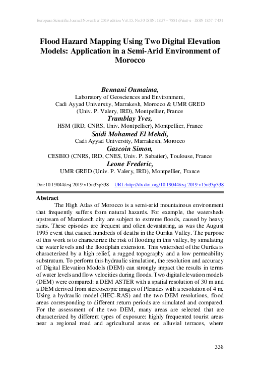 (PDF) Flood Hazard Mapping Using Two Digital Elevation Models ...