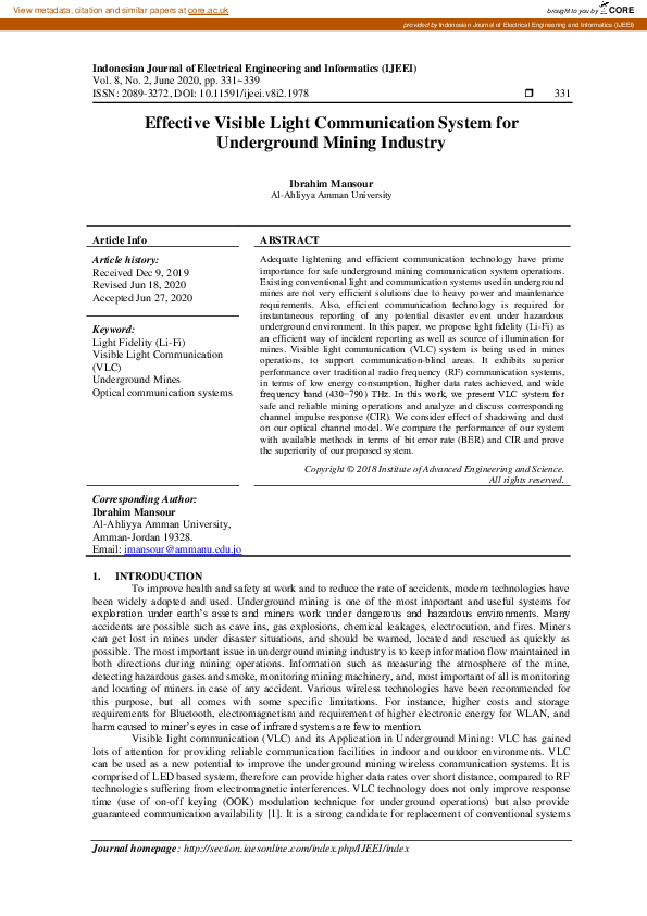 (PDF) Effective Visible Light Communication System for Underground ...