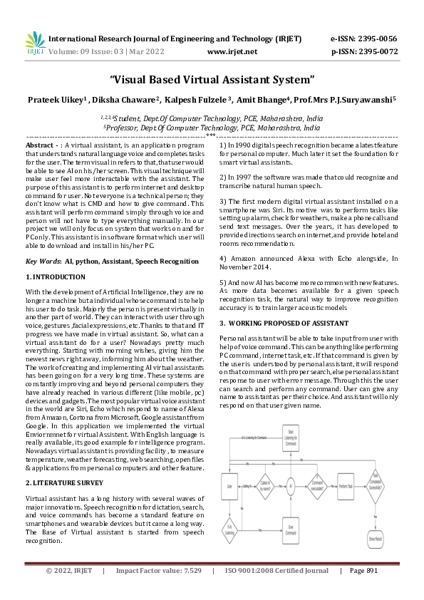 (PDF) "Visual Based Virtual Assistant System"