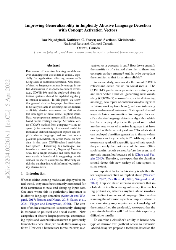 (PDF) Improving Generalizability in Implicitly Abusive Language ...