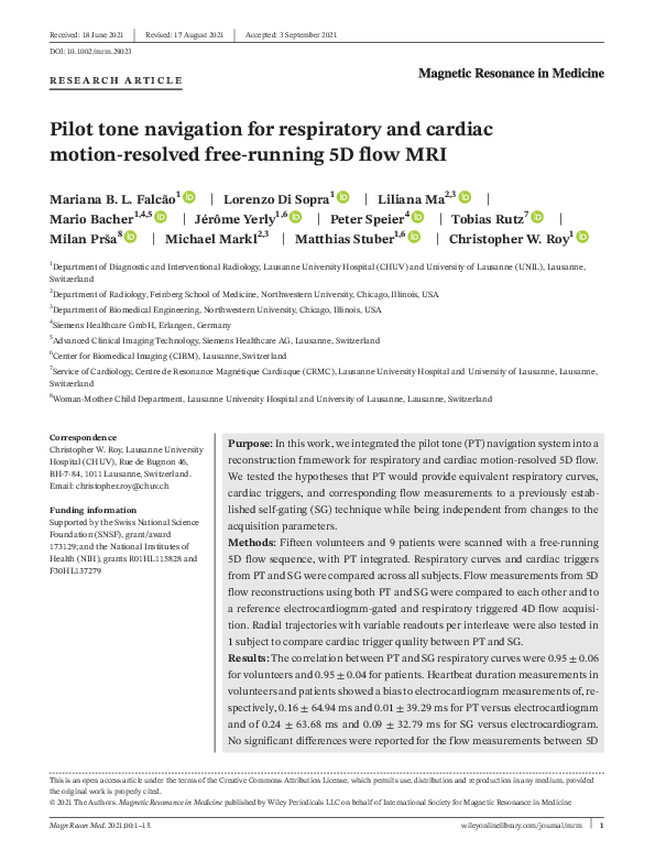 (PDF) Pilot tone navigation for respiratory and cardiac motion‐resolved ...
