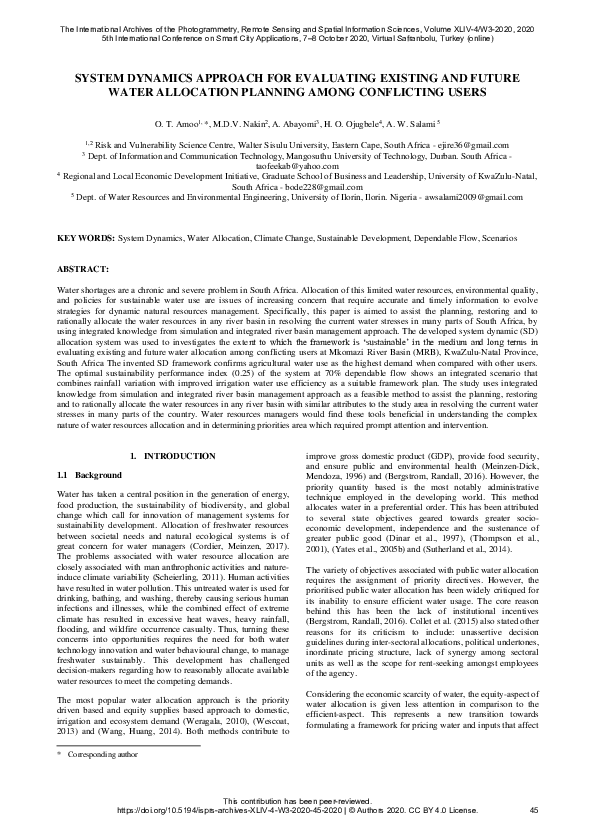 (PDF) System Dynamics Approach for Evaluating Existing and Future Water ...