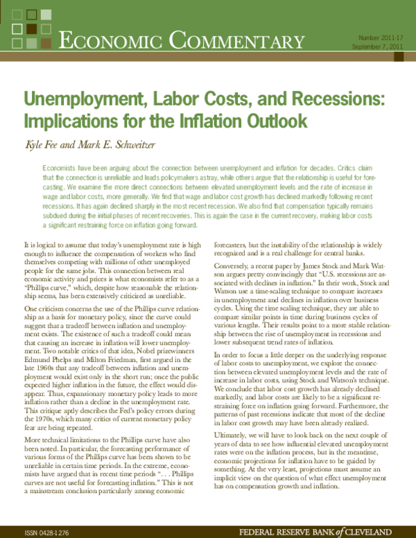 (PDF) Unemployment's Role in Inflation and Labor Costs