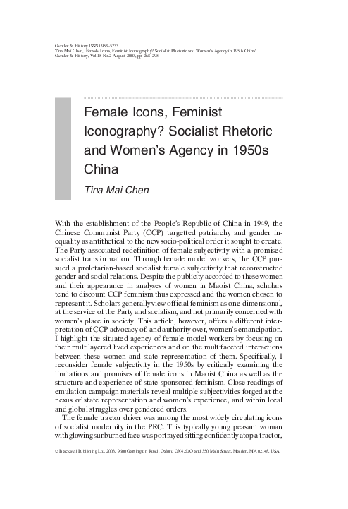 (PDF) Female Icons, Feminist Iconography? Socialist Rhetoric and Women ...