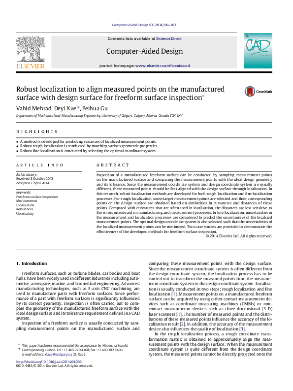 (PDF) Robust localization to align measured points on the manufactured ...