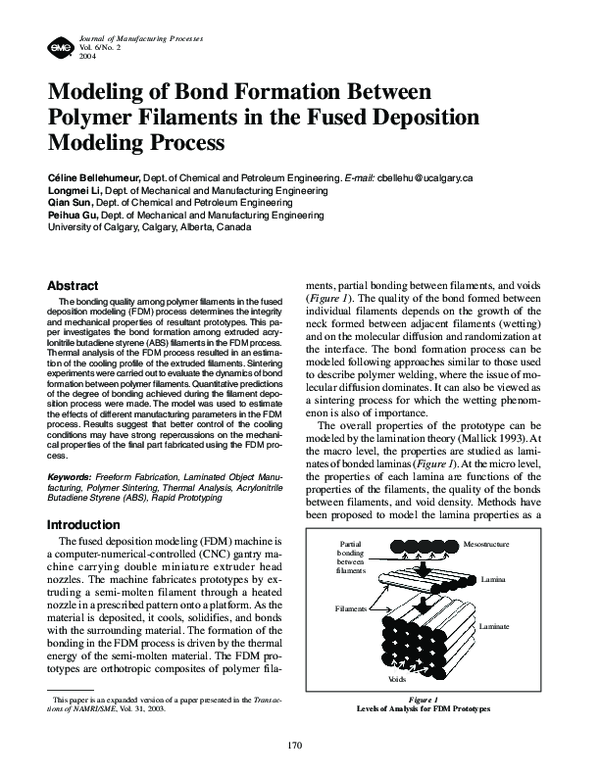 (PDF) Modeling of Bond Formation Between Polymer Filaments in the Fused ...