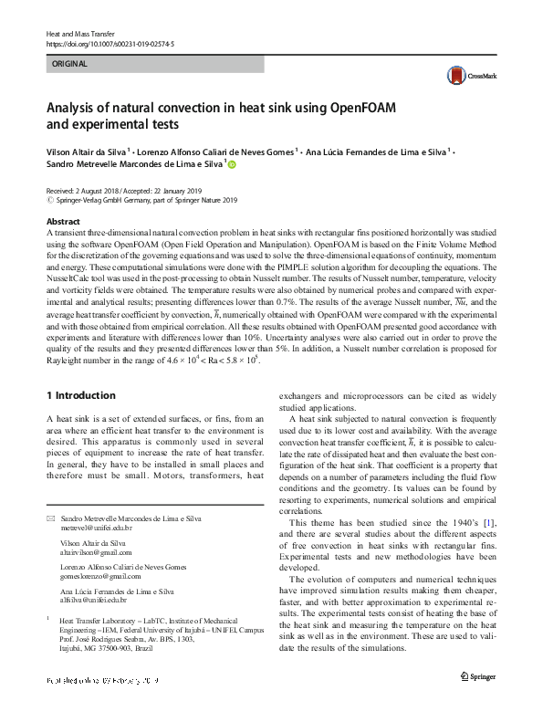 (PDF) Analysis of natural convection in heat sink using OpenFOAM and ...