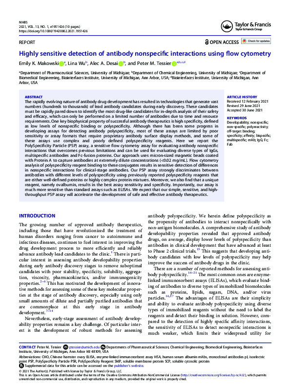 (PDF) Highly sensitive detection of antibody nonspecific interactions ...