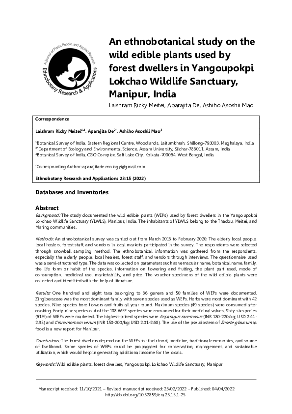 (PDF) An ethnobotanical study on the wild edible plants used by forest ...