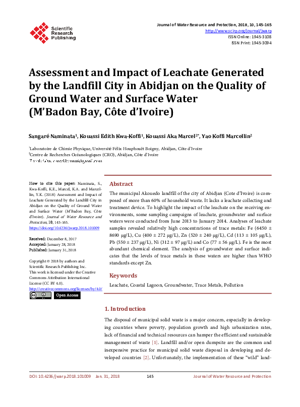 (PDF) Assessment and Impact of Leachate Generated by the Landfill City ...