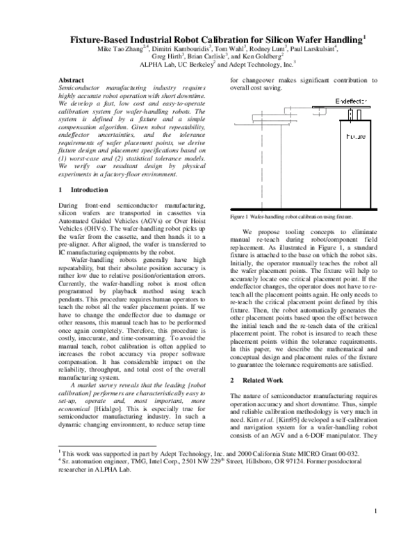 (PDF) Fixture‐based industrial robot calibration for silicon wafer handling