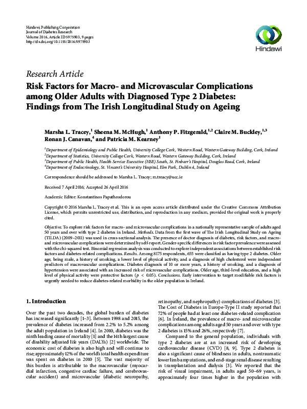 (PDF) Risk Factors for Macro- and Microvascular Complications among ...