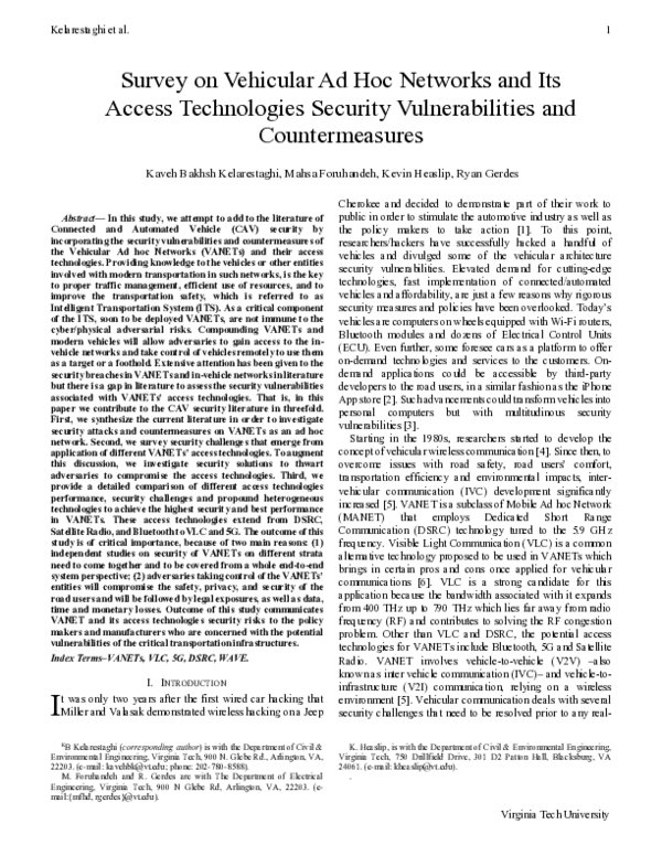 (PDF) Survey on Vehicular Ad Hoc Networks and Its Access Technologies ...