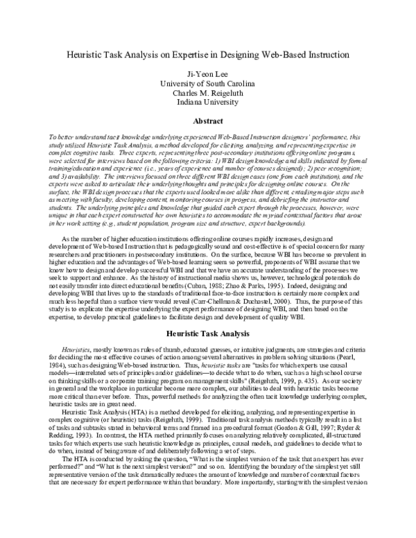 (PDF) Heuristic Task Analysis on Expertise in Designing Web-Based ...