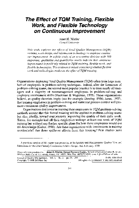 (PDF) The effect of TOM training, flexible work, and flexible ...