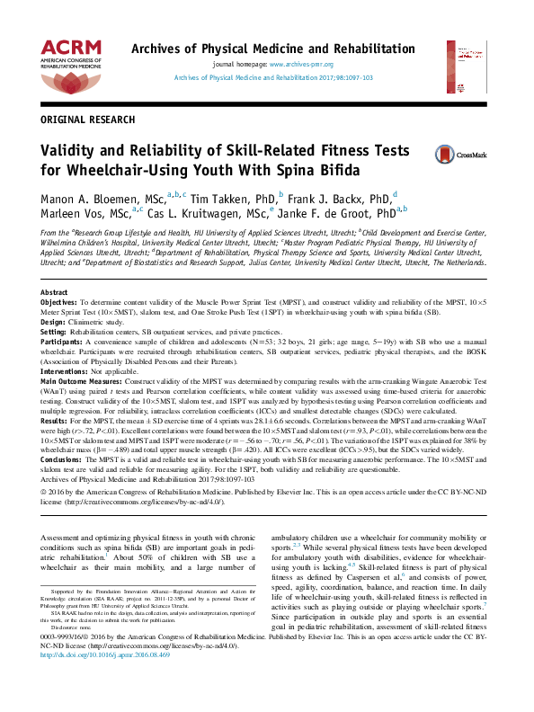 (PDF) Validity and Reliability of Skill-Related Fitness Tests for ...