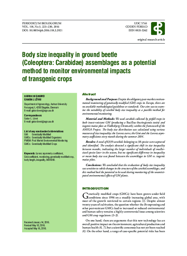 (PDF) Body size inequality in ground beetle (Coleoptera: Carabidae ...