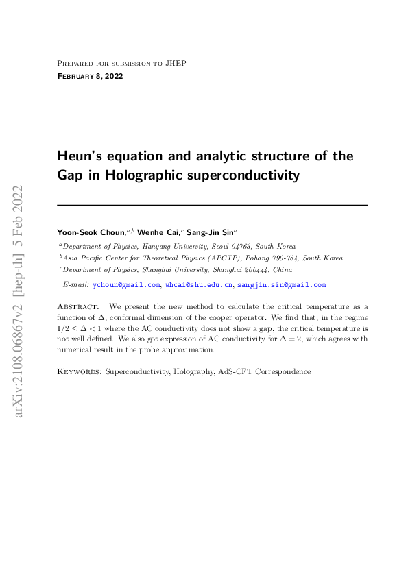 (PDF) Heun's equation and analytic structure of the Gap in Holographic ...