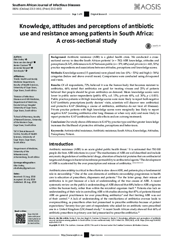(PDF) Knowledge, attitudes and perceptions of antibiotic use and ...