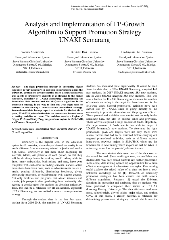 (PDF) Analysis and Implementation of FP-Growth Algorithm to Support ...