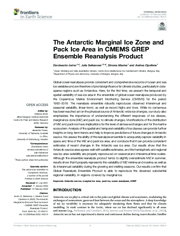 (PDF) The Antarctic Marginal Ice Zone and Pack Ice Area in CMEMS GREP ...