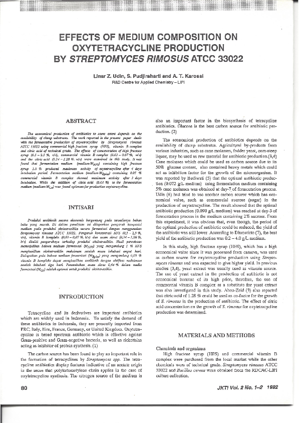 (PDF) Effects of Medium Composition on Oxytetracycline Production by ...