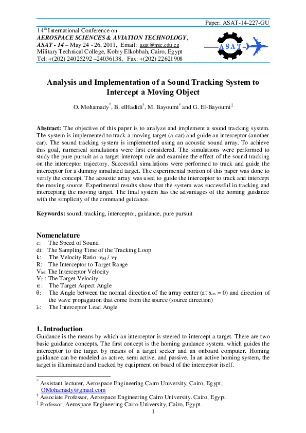 (PDF) Analysis and Implementation of a Sound Tracking System to ...