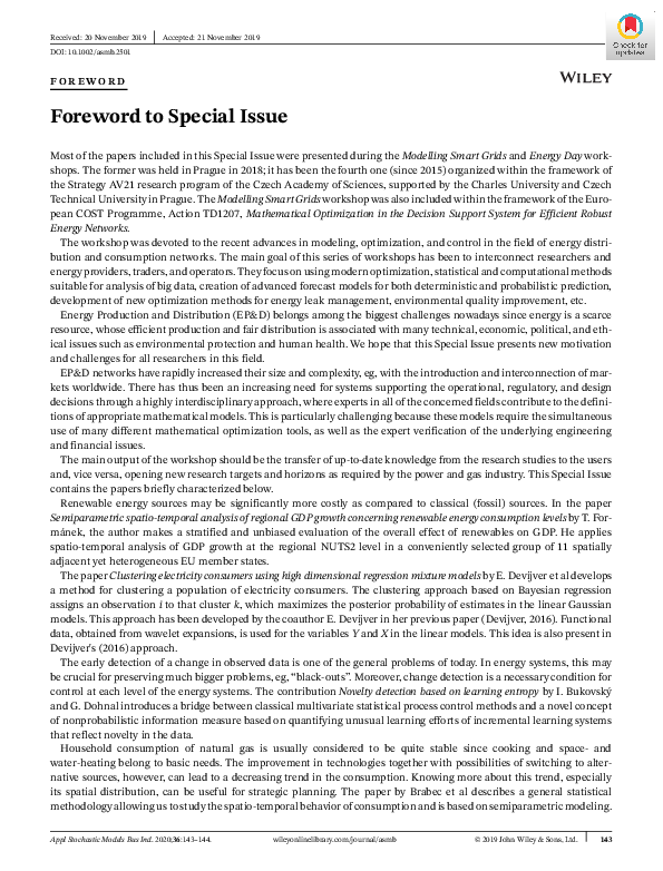 (PDF) Foreword to Special Issue