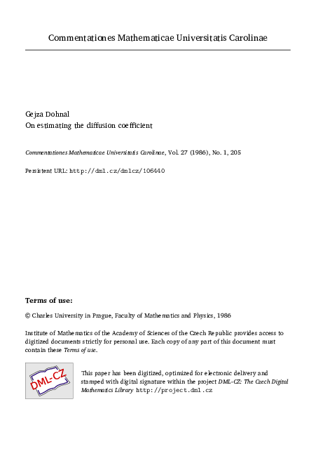 (PDF) On estimating the diffusion coefficient