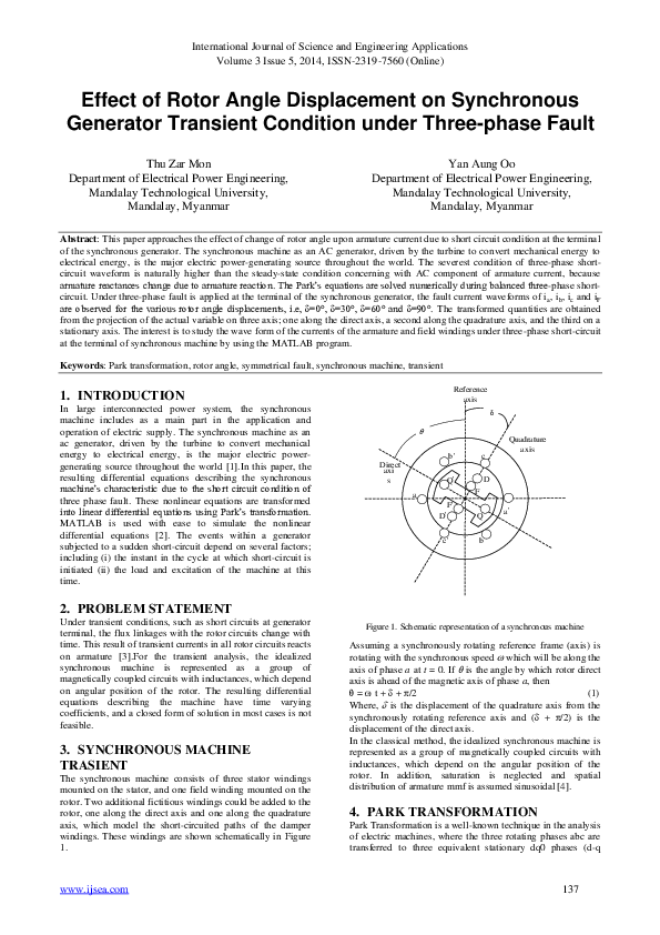 (PDF) Effect of Rotor Angle Displacement on Synchronous Generator ...